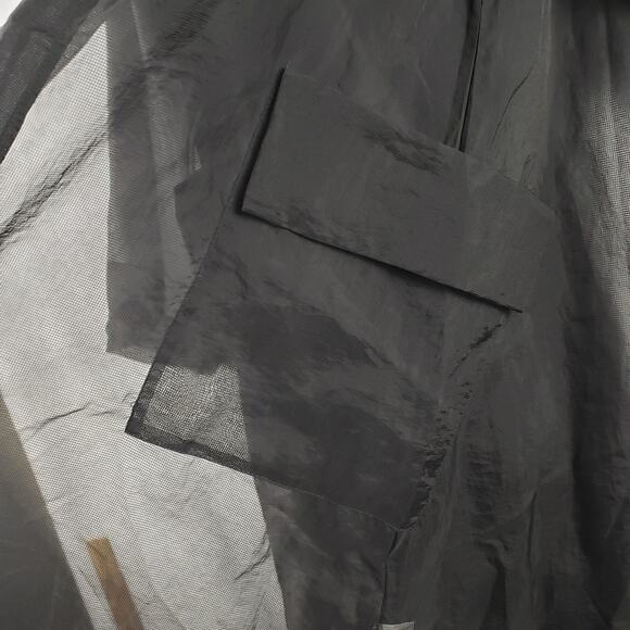 Donna White Women's L Semi‎ Sheer Nylon Overcoat Black Button Front Whimsigoth - Picture 8 of 16